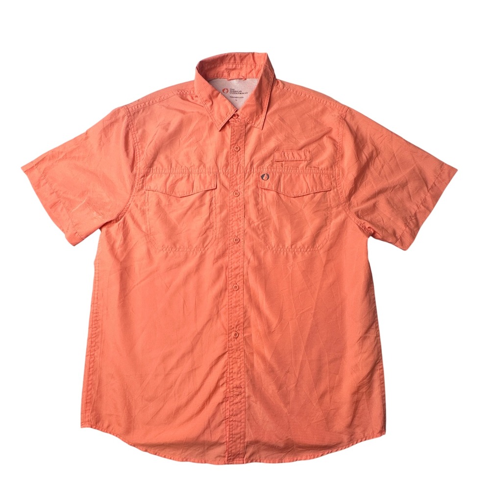 The American Outdoorsman Shirt Mens L Coral Fishing Vented Ripstop‎ Short Sleeve